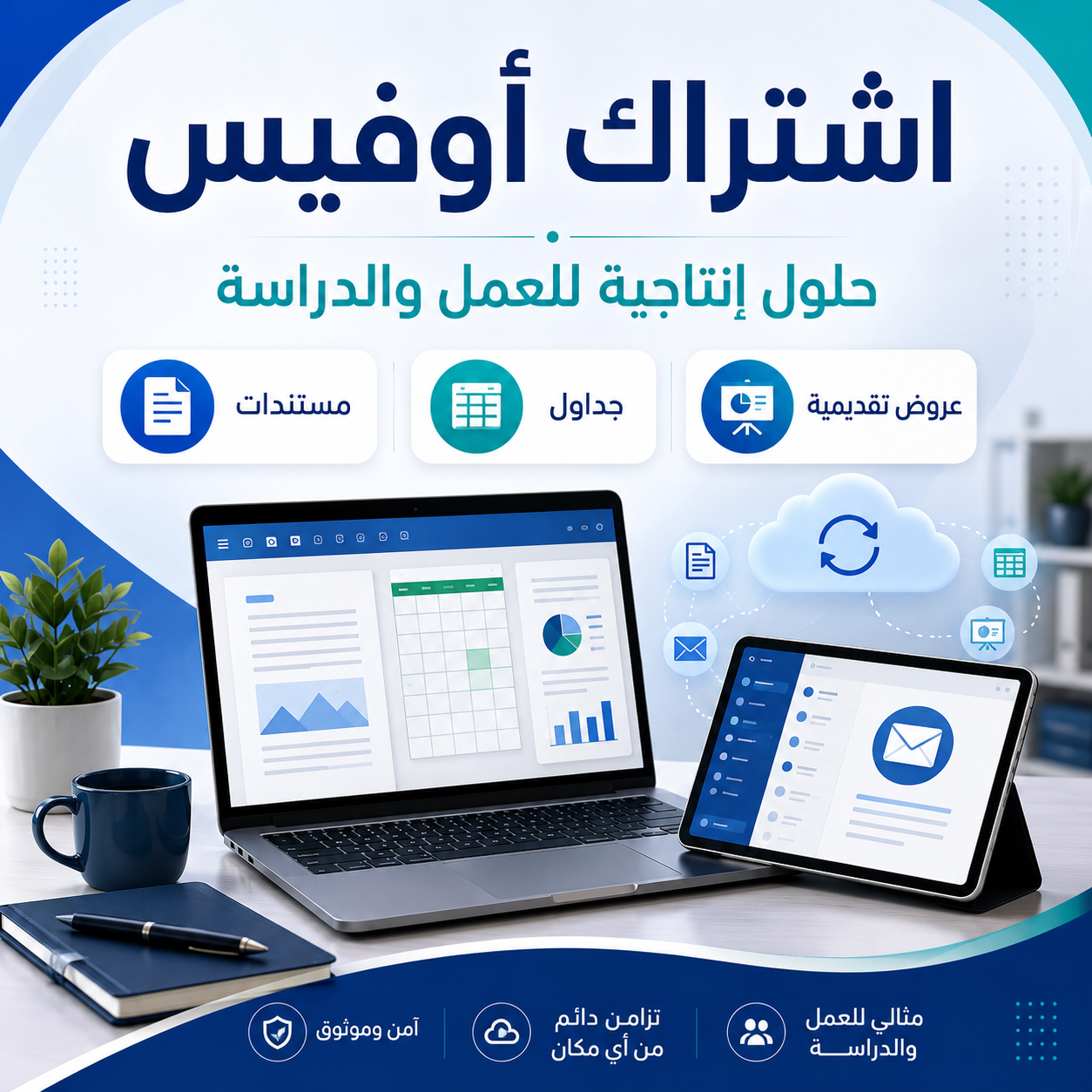 اشتراك أوفيس لإنجاز المستندات والجداول والعروض