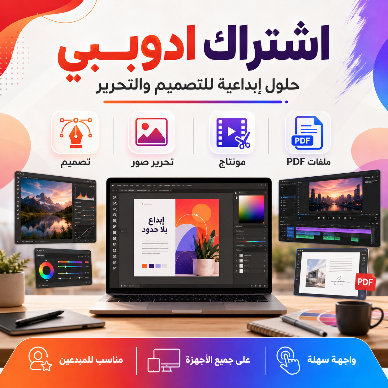 اشتراك أدوبي للتصميم وتحرير الصور والفيديو