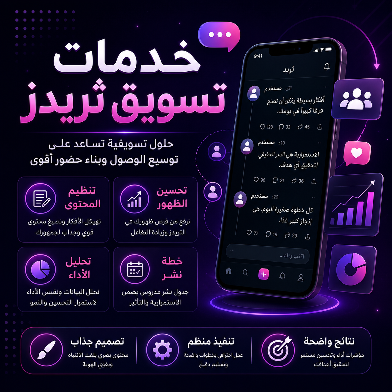 خدمات تسويق ثريدز لإدارة الحساب وصناعة المحتوى