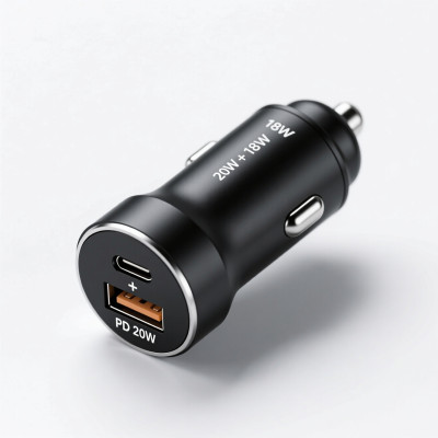 شاحن سيارة ذكي بمنفذين (PD بقوة 20 واط + USB بقوة 18 واط) - شحن سريع وآمن. - إكسسوارات السيارة والترحال