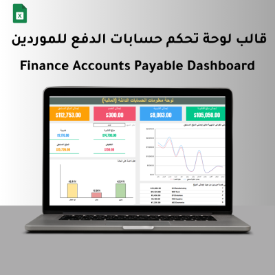 قالب لوحة تحكم حسابات الدفع للموردين  (Finance Accounts Payable Dashboard) - المالية و المحاسبة