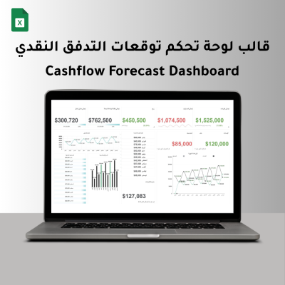  قالب لوحة تحكم توقعات التدفق النقدي (Cashflow Forecast Dashboard) - المالية و المحاسبة